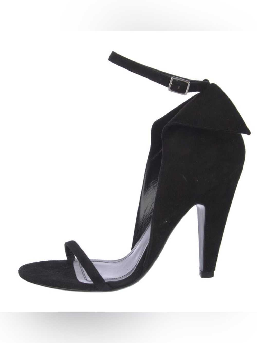 Calvin Klein Black Suede Ankle-Strap Stiletto Sandals